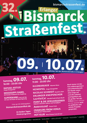 Plakat Bismarckstraßenfest Erlangen 2022