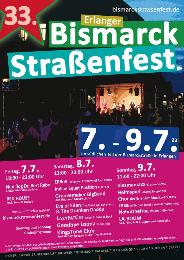 Plakat Bismarckstraßenfest Erlangen 2023